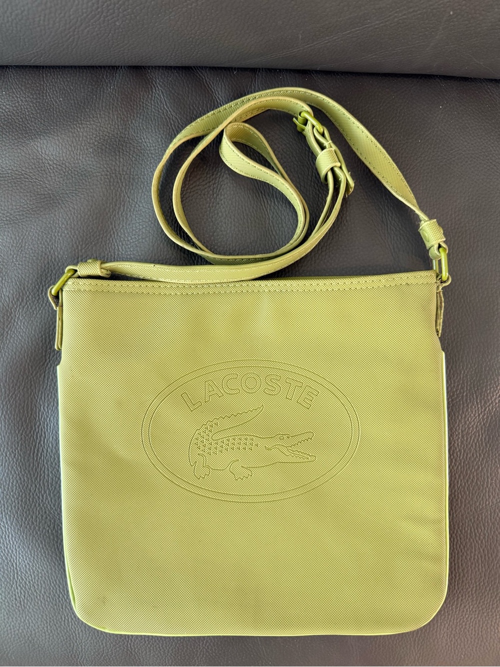 Lacoste Green Crossbody Messenger Bag Purse Men Women Zips At Top Small